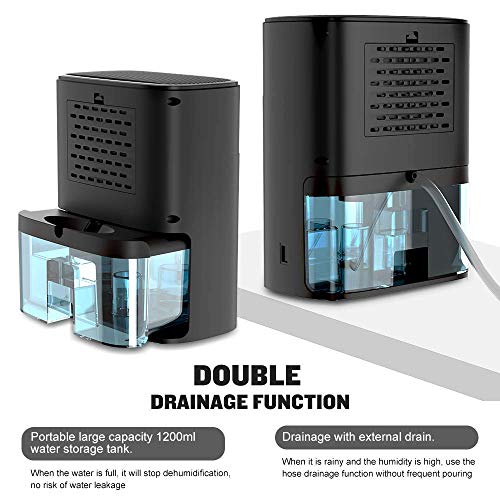 QUARED Portátil Deshumidificador 1200ML, 2 en 1 Deshumidificador Purificador de Aire Ultra Silencioso, Auto-Apagado, Timer, Hogar, Armarios, Oficina, Baño, Cocina, contra Humedad y Moho
