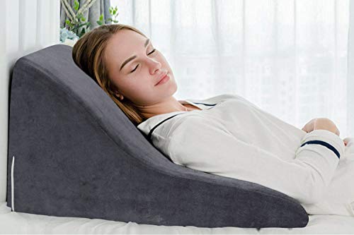 QUEEN ROSE Almohada terapéutica para la cama | Con espuma de memoria y funda lavable, diseñada por médicos para el dolor de espalda y cuello, mejor respiración y circulación y reflujo del ácido (gris)