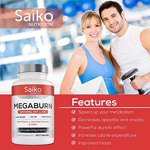 Quemagrasas Potente para Adelgazar, Fat Burner L-Carnitina, Garcinia Cambogia, Diente de león, Estimula el metabolismo, Diurético natural, Mejora el estado de ánimo, Supresor del apetito 100 cápsulas