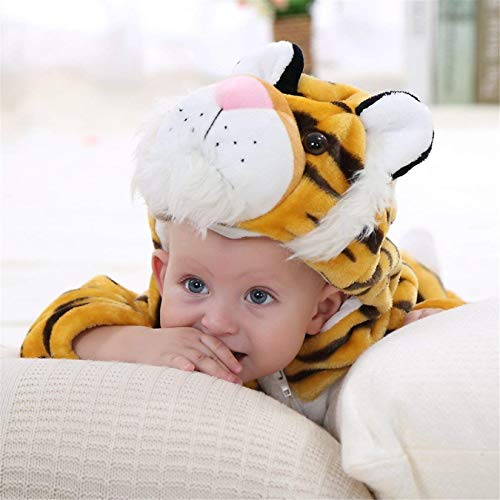 Queque Shine Jumpsuit Bebé Unisexo Bebé Recién Nacido Franela Mameluco Invierno Ropa Una Pieza Pijamas Tigre Caricatura Trajes (Tigre, 6-12 Meses)