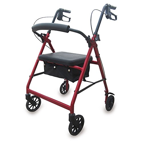 Queraltó Andador Rollator para Ancianos Plegable, Regulable en Altura de 78 a 93 cm, con Asiento y Respaldo, Rojo