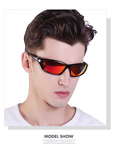 Queshark Gafas de Sol Deportivas Polarizadas Para Hombre Perfectas Para Esquiar Golf Correr Ciclismo TR990 Súper Liviana Para Hombre y Para Mujer (Rojo)