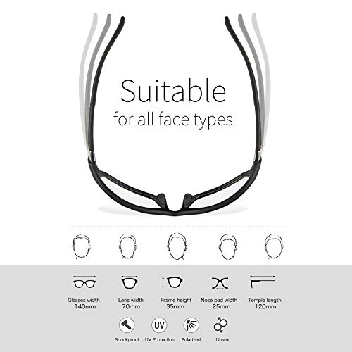 Queshark Gafas de Sol Deportivas Polarizadas Para Hombre Perfectas Para Esquiar Golf Correr Ciclismo TR990 Súper Liviana Para Hombre y Para Mujer (Rojo)