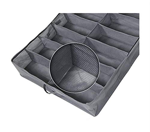 Queta Caja de Almacenamiento de Zapatos, 2 en 1 Contenedor de Almacenaje de Zapatos y Artículos con 12 Bolsillos Organizador Multifunciónal Plegable Debajo la Cama con Funda Transparente