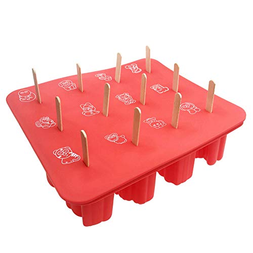 Queta Molde de Helado Molse de Hielo de 10 Celdas, Moldes de Polos, Molde de Bricolaje para Helado/Paletas de Yogurt y Fruta, con 50 Palitos Rojos (Signos del Zodiaco)