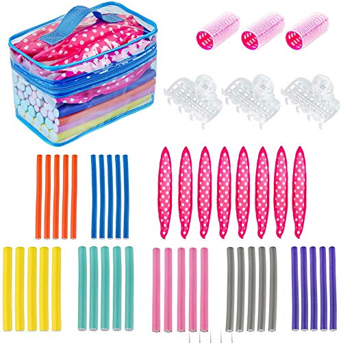 Queta Rodillos Para el Cabello, Conjunto de Rodillos de Pelo Rizador de Espuma Rulos Flexibles de Pelo Twist-Flex Rods sin Calor Herramientas para Estilismo DIY Peluquería