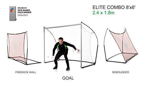 QuickPlay Elite Combo Fútbol GOL Rebounder 3 en 1 (2.4 x 1.8m) | Ganador del Premio ISPO 2016 Oro