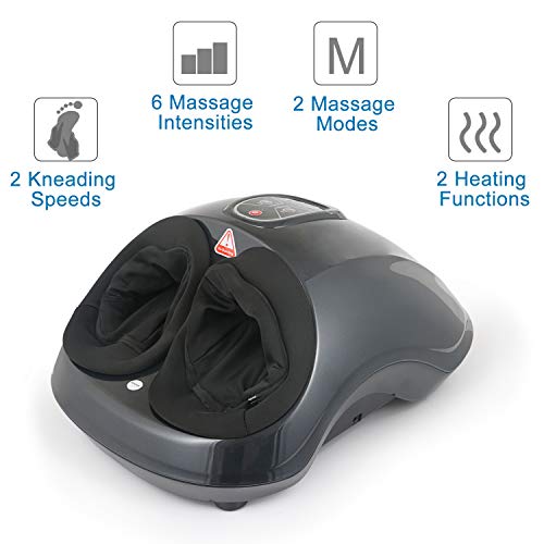 QUINEAR Shiatsu masajeador de pies con compresión de aire de calor, color negro