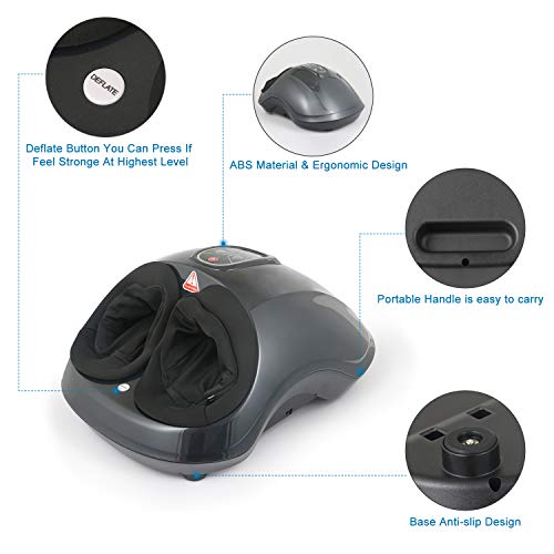 QUINEAR Shiatsu masajeador de pies con compresión de aire de calor, color negro