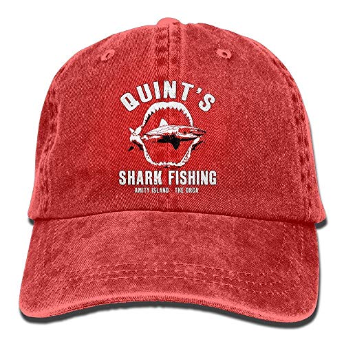 Quint's Shark Fishing Washed Retro Ajustable Jeans Cap Gym Caps para Hombre y Mujer