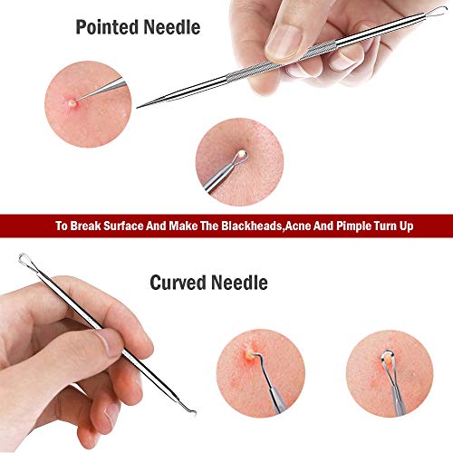 Quita Puntos Negros, Canwn Juego de 6 Acero Inoxidable Extracción de Puntos Negros y Granos Aguja Extractor Limpiador para Espinillas,Comedones,Acné