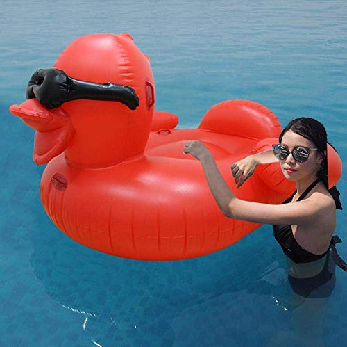 QWE Pato Rojo Flotante Inflable Fila Divertido Creativo Natación Anillo Silla Flotante for niños Adultos portátiles Flotador de la Playa del Verano Mat Piscina Juguete DOISLL (Color : -)