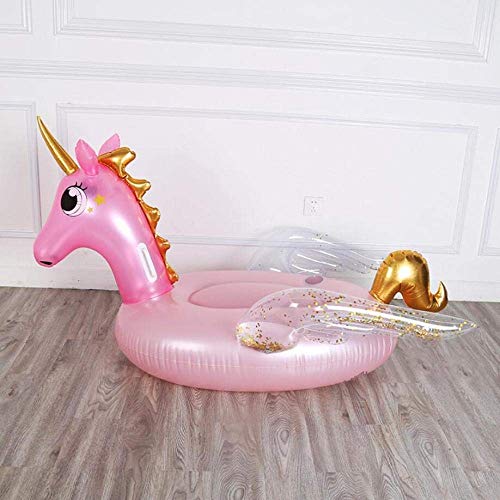 QWE Polvo de Oro Pegasus-Transparente Inflable Isla Flotante Natación Anillo boya for niños Adultos portátiles Flotador de la Piscina Flotante Juguetes Silla de Playa Mat Ocio DOISLL (Color : Pink)