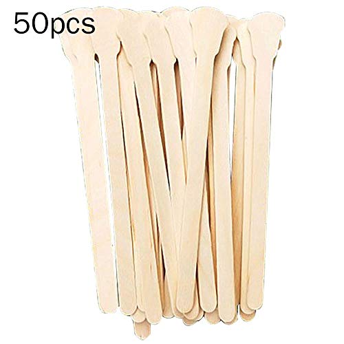 QWEASD Stir Stick Tools50PCS Barras de agitación de Cera de Madera Espátula para depilación Sticks Desechables Piel Corporal Crema depilatoria Esmalte de uñas