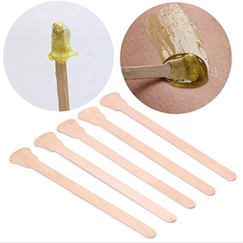 QWEASD   Waxing Wax Palos de bambú Desechables de Madera Espátula Kit depresor de Lengua Kit de Belleza Herramienta de depilación Crema depilatoria, 50PCS