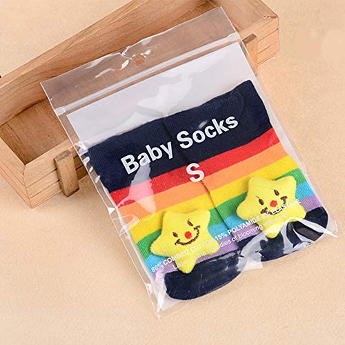 QZBAOSHU Paquete de 3 Pares Bebé Calcetines Antideslizante Soles Acogedor Dibujos Animados Recién Nacido Bebé Calcetines (S: 0-6 meses, Como el cuadro demostrado)