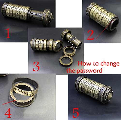 QZBAOSHU Retro Da Vinci Bloqueo de código San Valentín Día Cumpleaños Regalo con señor de los Anillos Cajas y Pantalón Embalaje (Bronce)