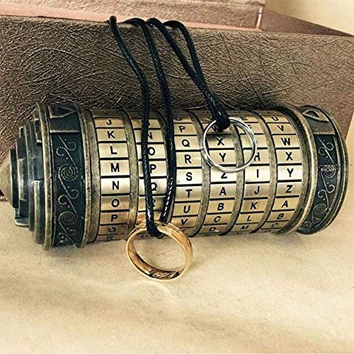 QZBAOSHU Retro Da Vinci Bloqueo de código San Valentín Día Cumpleaños Regalo con señor de los Anillos Cajas y Pantalón Embalaje (Bronce)