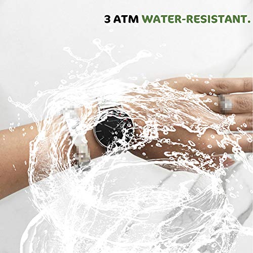 QZPM El Reloj De Manera Impermeable Reloj Unisex Relojes Negro Delgado De Acero Inoxidable para Los Hombres De Negocios Vestido Simples Analógicos De Cuarzo Relojes De Pulsera,Negro