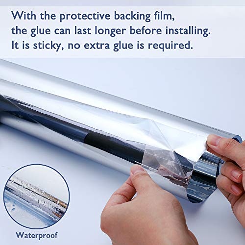 rabbitgoo Vinilo Ventana Espejo Lámina Espejo Cristal 90x200CM Plata Protector Solar Privacidad para Vidrio Decoracion Hogar Espejo de Una Dirección Control Calor Anti 99% UV 90x200CM…