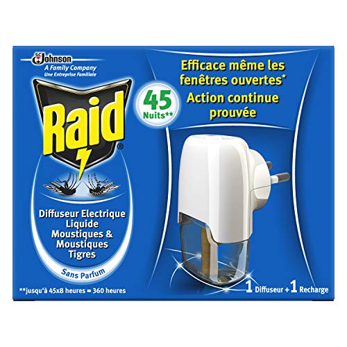 Raid difusor eléctrico líquido antimosquitos 45 noches – eficaz incluso cuando las ventanas abiertos, 27 ml –  – Juego de 3