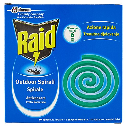 Raid espirales antimosquitos – 10 Unidades, 1 soporte metálico