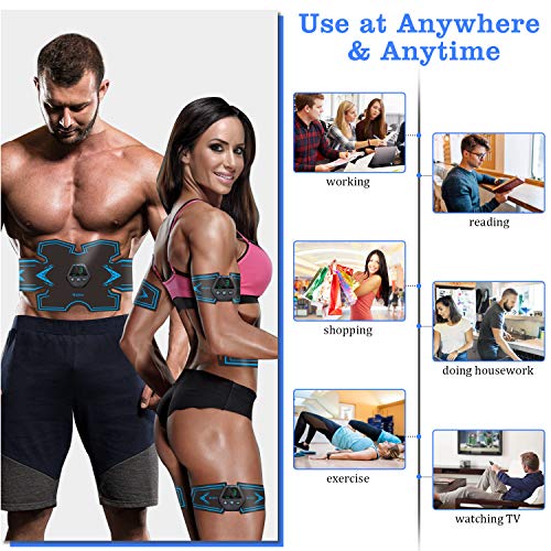 Railee Electroestimulador Muscular Abdominales, EMS Estimulador Abdominales USB Recargable Electroestimulador Muscular 10 Modos y 20 Niveles de Intensidad EMS Trainer para Abdomen/Brazo/Piernas