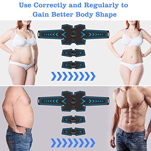 Railee Electroestimulador Muscular Abdominales, EMS Estimulador Abdominales USB Recargable Electroestimulador Muscular 10 Modos y 20 Niveles de Intensidad EMS Trainer para Abdomen/Brazo/Piernas