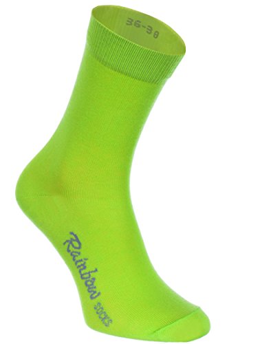 Rainbow Socks - Hombre Mujer Calcetines Colores de Algodón - 9 Pares - Blanco Púrpura Gris Naranja Rojo Amarillo Verde Mar Verde Fucsia - Talla 39-41