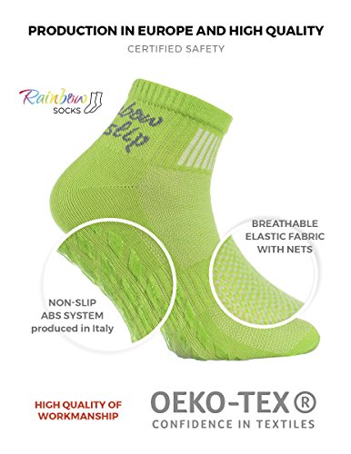 Rainbow Socks - Hombre Mujer Deporte Calcetines Antideslizantes ABS de Algodón - 2 Pares - Negro Gris - Talla 39-41