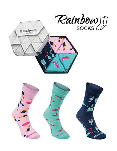 Rainbow Socks - Mujer Calcetines Mujeres Regalo - 3 Pares - Talla 36-40