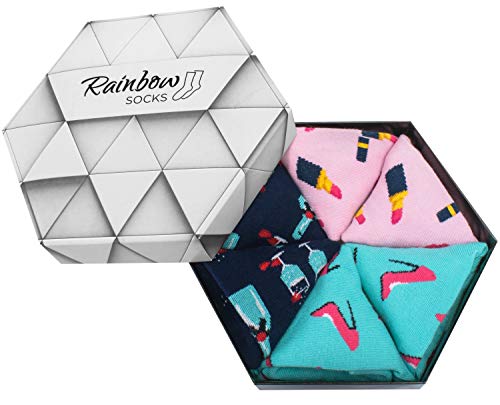 Rainbow Socks - Mujer Calcetines Mujeres Regalo - 3 Pares - Talla 36-40
