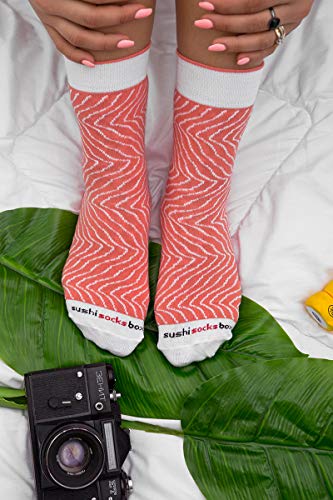 Rainbow Socks - Mujer Hombre Calcetines Sushi Tamago Pampanito Salmón 2x Maki - 5 Pares - Tamaño 41-46