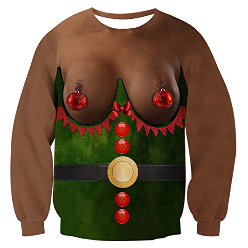 RAISEVERN Adultos Novedad Navidad África Santa Grandma Jumper Linterna navideña con suéter Rojo único de Buttown Jersey de Manga Completa para Mujer