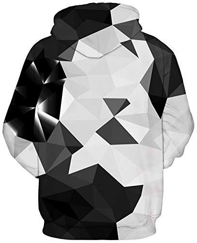 RAISEVERN Unisex 3D Realista Impreso atléticos Sudadera Pulover Sudaderas con Negro Blanco Gris Irregular geometría de los Regalos de la Muchacha del cumpleaños