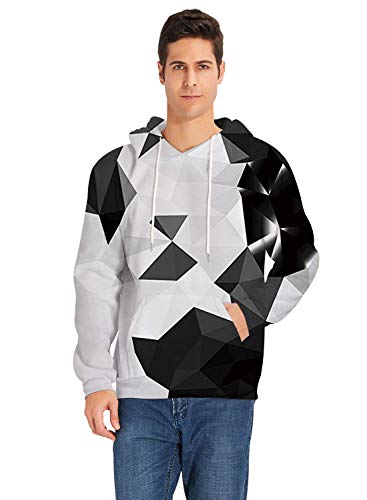 RAISEVERN Unisex 3D Realista Impreso atléticos Sudadera Pulover Sudaderas con Negro Blanco Gris Irregular geometría de los Regalos de la Muchacha del cumpleaños