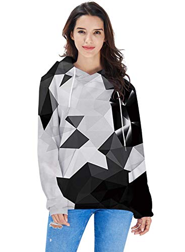 RAISEVERN Unisex 3D Realista Impreso atléticos Sudadera Pulover Sudaderas con Negro Blanco Gris Irregular geometría de los Regalos de la Muchacha del cumpleaños