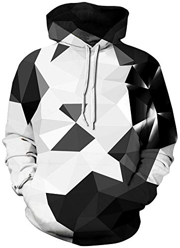 RAISEVERN Unisex 3D Realista Impreso atléticos Sudadera Pulover Sudaderas con Negro Blanco Gris Irregular geometría de los Regalos de la Muchacha del cumpleaños