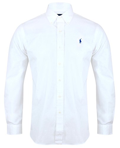 Ralph Lauren Polo camisa de hombre ajuste personalizado de popelina blanco azul marino negro S – XXL blanco blanco Large
