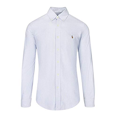 Ralph Lauren Slim Fit BD Ppc Camisa de Vestir, Azul (BSR Blue/White C41d6), Large (Talla del Fabricante: 40) para Hombre