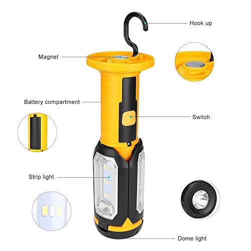Ramble Lámpara de inspección magnética Recargable USB Antorcha Manual Luz Impermeable Luz de Trabajo LED Plegable para Acampar(Built-in Battery)