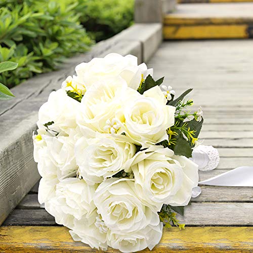 Ramo nupcial de la novia Ramo de la boda Ramos de estilo coreano Falsas flores artificiales rosadas de la boda que sostienen las flores con el Rhinestone.