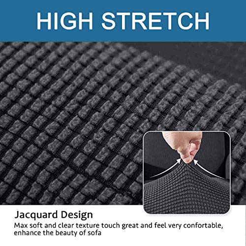 Ramotto Funda de Sofá Elástica Material Jacquard Poliéster Protector para Sofás Acolchado para Mascotas Casa (Gris, 2 Plaza)