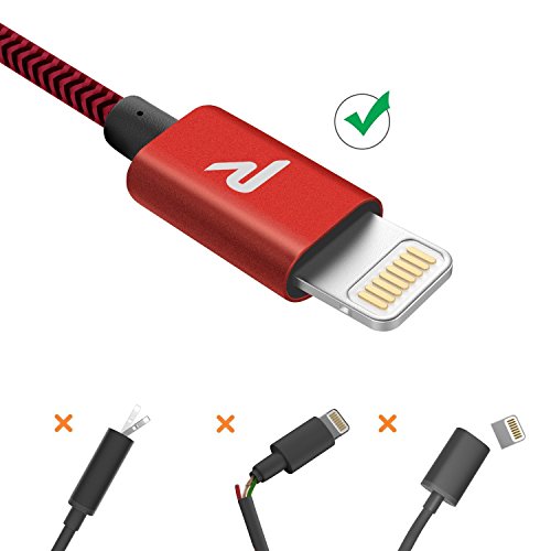 Rampow Cable iPhone Cable Lightning 2M Cargador iPhone [Apple MFi Certificado] Nylón Duradero Compatible con iPhone 11 11 Pro XS MAX XR X 8 7 6S 6 5 5S 5C SE iPad iPod y más - Rojo