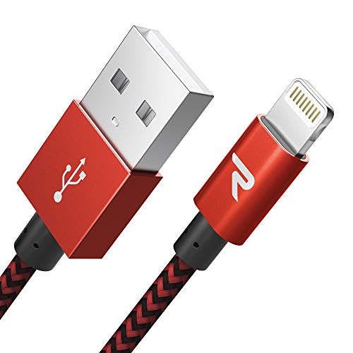 Rampow Cable iPhone Cable Lightning 2M Cargador iPhone [Apple MFi Certificado] Nylón Duradero Compatible con iPhone 11 11 Pro XS MAX XR X 8 7 6S 6 5 5S 5C SE iPad iPod y más - Rojo