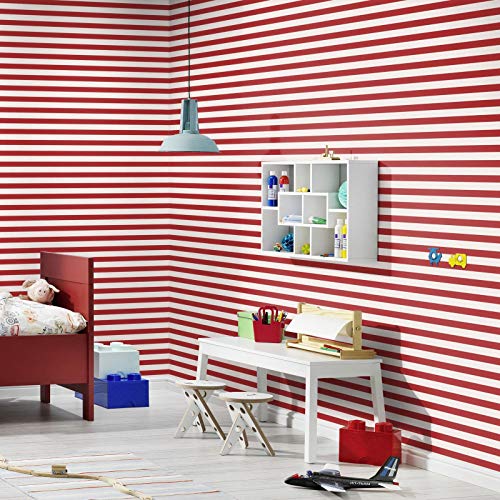 Rasch XVIII 246032 - Papel pintado (10,05 m x 0,53 m), color blanco y rojo