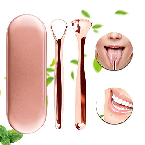 Raspador de lengua de Acero Inoxidable Xpassion Limpiador de Lengua 2 pack con Estuche, Limpieza Cepillo Lengua, El Mejor Remedio para Mal Aliento, Reutilizable Cepillo de Lengua Bucal para Salud Oral