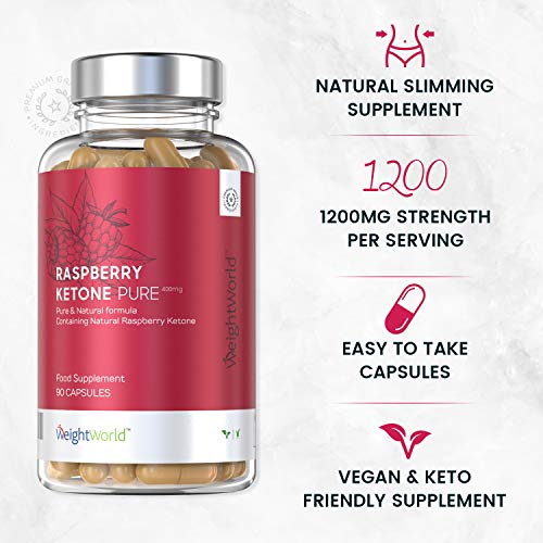 Raspberry Ketone Puro - Suplemento De Cetonas De Frambuesa - Ayuda A Adelgazar De Forma Segura y Eficaz - Perder Peso Y Quemar Grasa De Forma Natural - 90 Cápsulas
