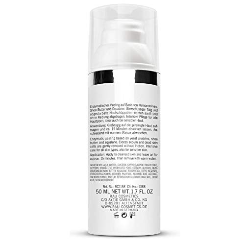 RAU Enzyme Peeling Facial 50 ml – Peeling ENZYMATIQUE en los frutas con del mantequilla de karité y del SQUALANE. Exfoliante de Cara suave a base de Enzymes. Gel Exfoliante eficaz para un limpieza en profundidad.