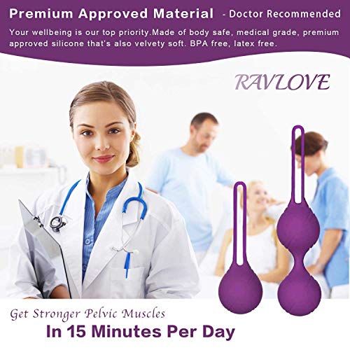 RAVLOVE Bolas Chinas K3- Pesas para Ejercicios Kegel - Control de la Vejiga y Ejercicios del Suelo Pélvico Silicio de próxima generación -Silicona Médica